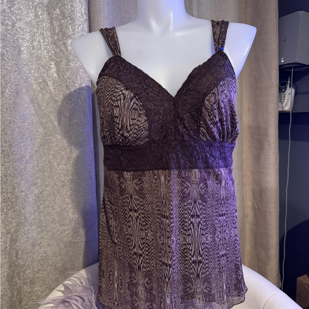 Avenue Brown Mesh Tank Top